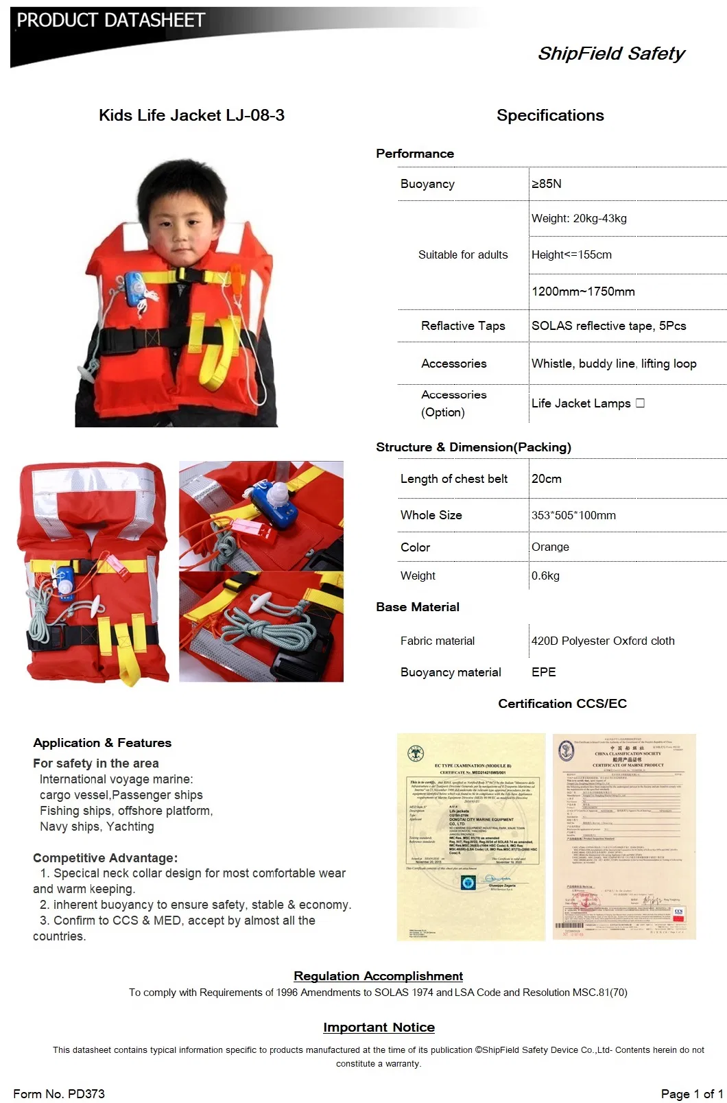 Marine/Inflatable/EPE Foam Lifejacket for Work/Leisure Safety Life Vest OEM